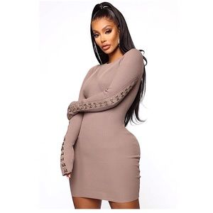 - Mocha Long Sleeve Mini Dress!